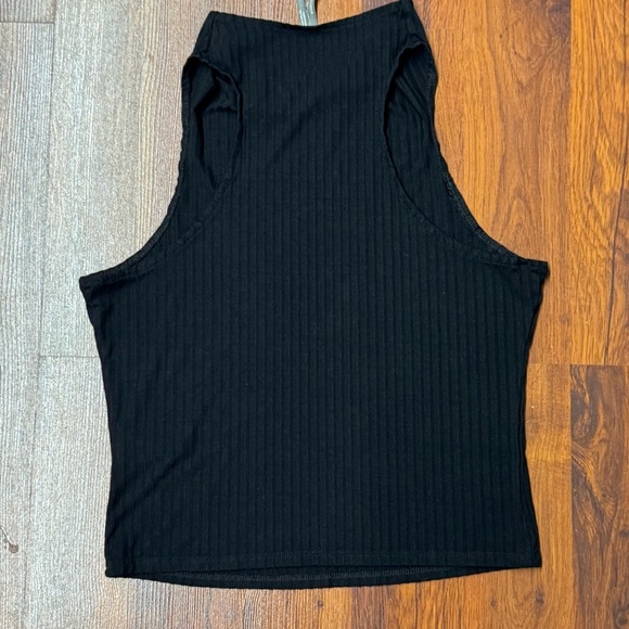 Anthropologie Sleeveless Ribbed Knit Mock Neck Top – Black (Size S) 🖤✨ - Picture 2 of 6